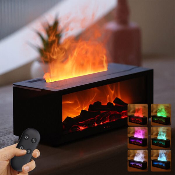 New Flame Aromatherapy Machine Colorful Essential Oil Diffuser Home Large Fog Volume Flame Humidifier 3D Flame Fireplace Machine - Image 2