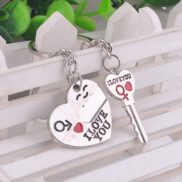 Heart-shaped Keychain English Secret Love Keychain Couple Keychain - Image 4