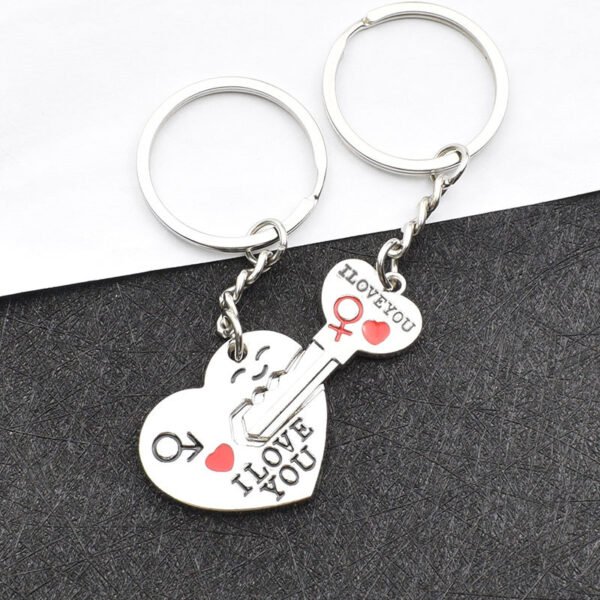 Heart-shaped Keychain English Secret Love Keychain Couple Keychain - Image 2