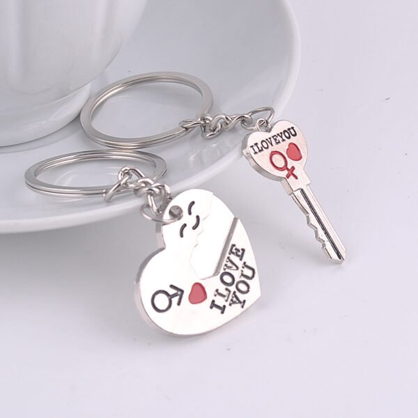 Heart-shaped Keychain English Secret Love Keychain Couple Keychain - Image 3